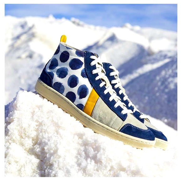 COTÉLAC Abou Spotted Leather & Suede Mid-Top Sneaker - From: Ethiopia (Size: 41) - Picture 1 of 16